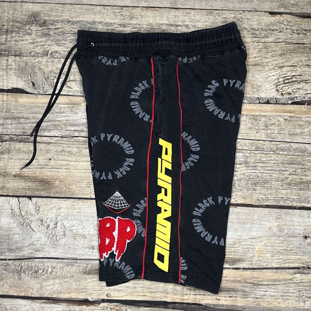 Chris Brown Black Pyramid Sweat Shorts Chenille BP Black Mens Size Smalle - Picture 5 of 6